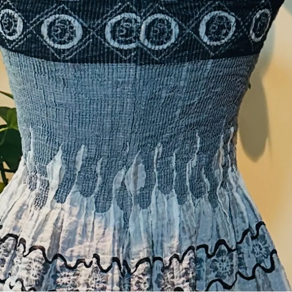 Bohemian Lapis Strapless Midi Dress or Skirt in Floral Gray and Black - Picture 14 of 14